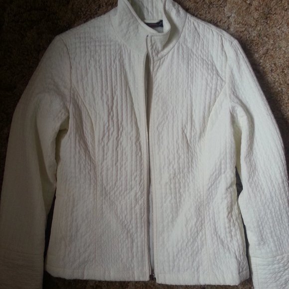 Denver Hayes White Circle Pattern Blazer Coat - Picture 1 of 5
